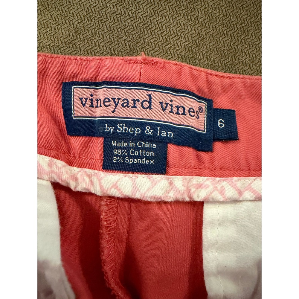 Vineyard Vines Womens‎ Size 6 Coral Pink Stretch Cotton Cropped Chino Pants Slit - Picture 4 of 4